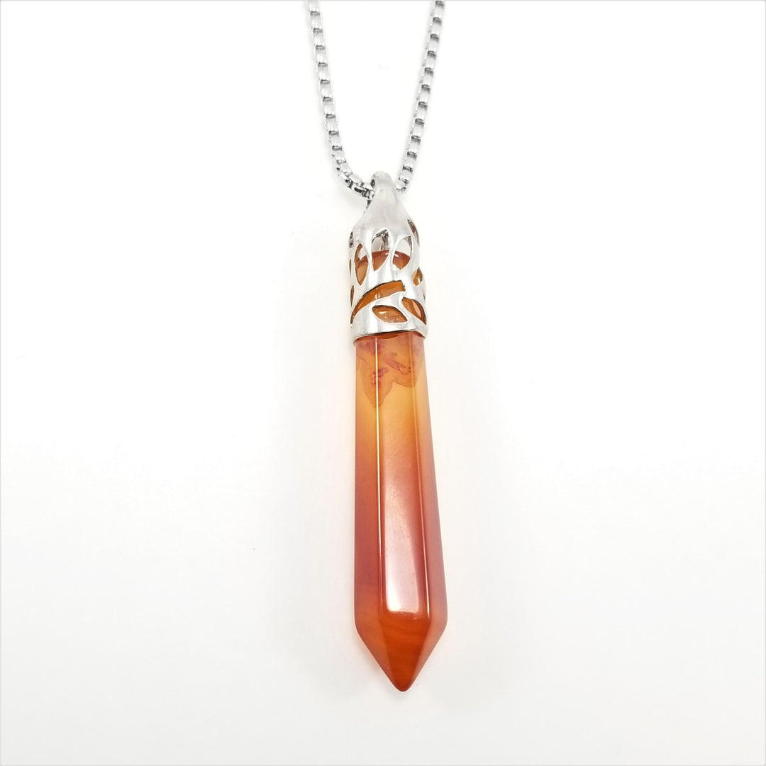 Carnelian Long Prism Point Gemstone Necklace