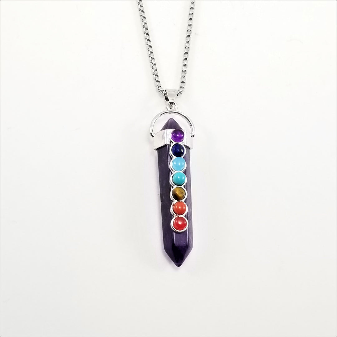 Amethyst Prism Point Chakra Gemstone Pendant/Necklace