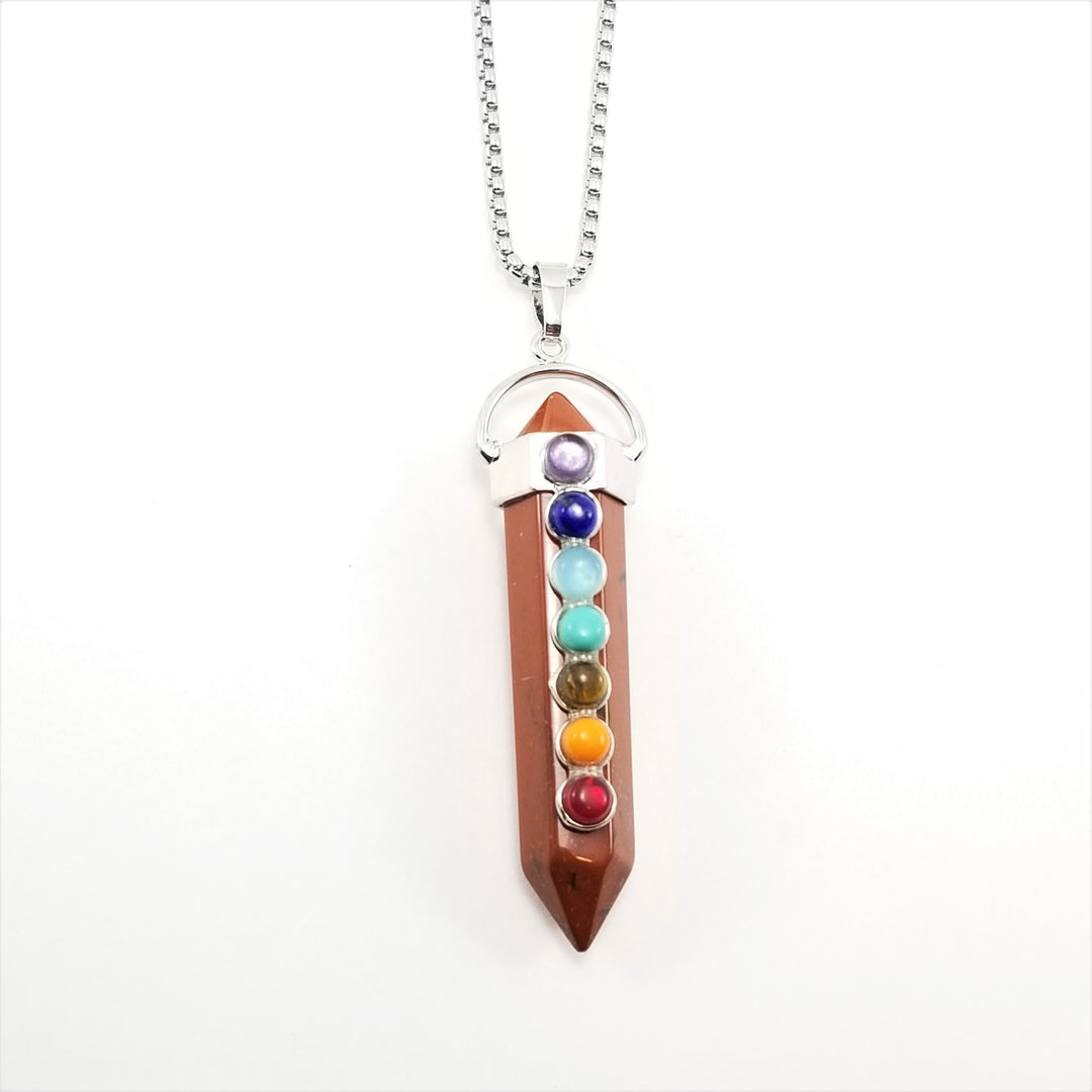 Red Jasper Prism Point Chakra Gemstone Necklace