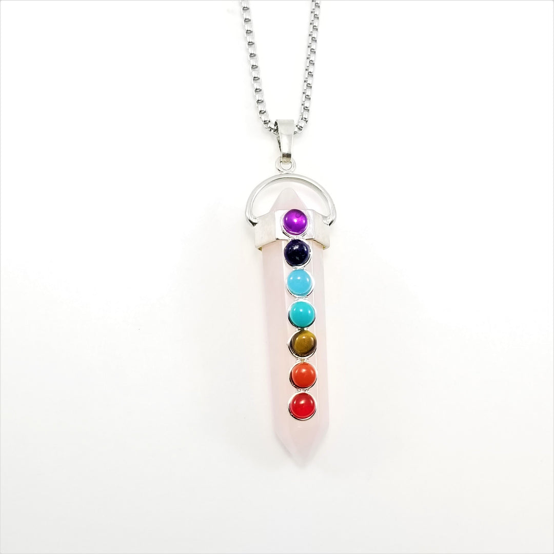 Rose Quartz Prism Point Chakra Gemstone Necklace