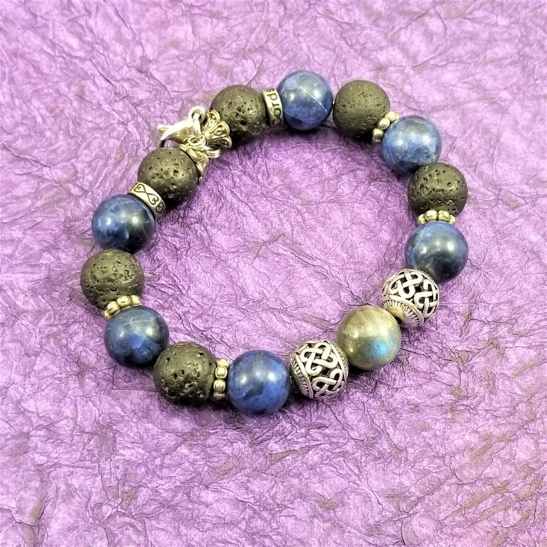 12mm Labradorite Sodalite Lava Rock SSHD Bracelet