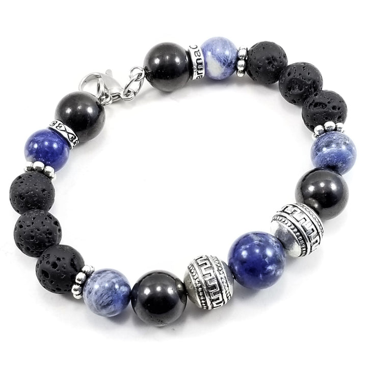 10mm Sodalite Shungite Lava Rock SSHD Bracelet - Earth Frequency