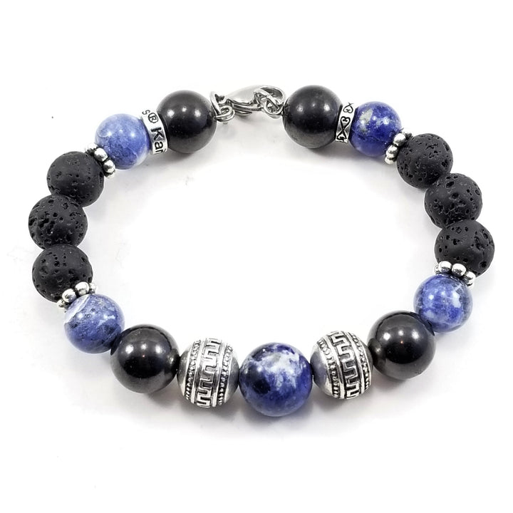 10mm Sodalite Shungite Lava Rock SSHD Bracelet - Earth Frequency