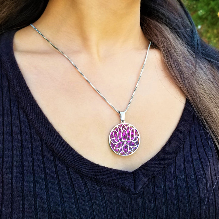 Lotus-Flower of Life Necklace - Earth Frequency Infused