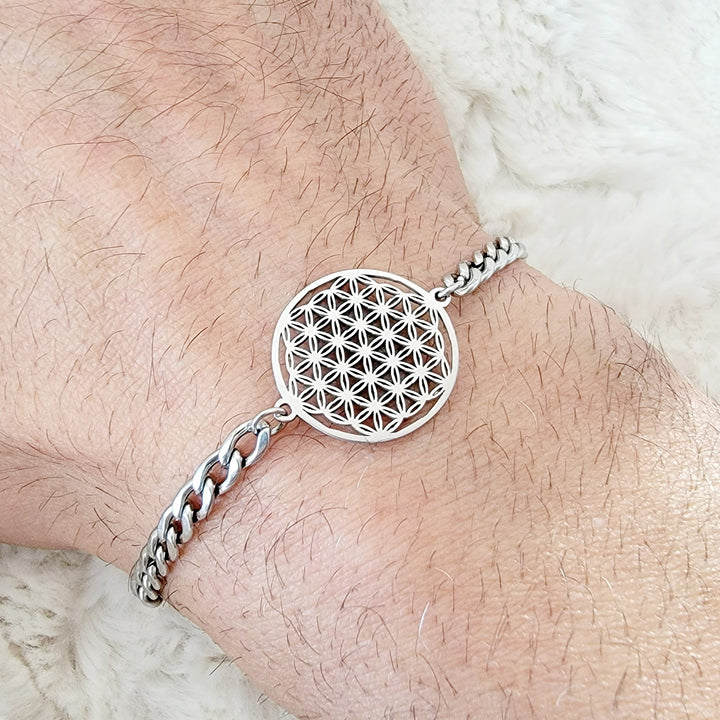 Flower of Life Frequency Bracelet - Silver