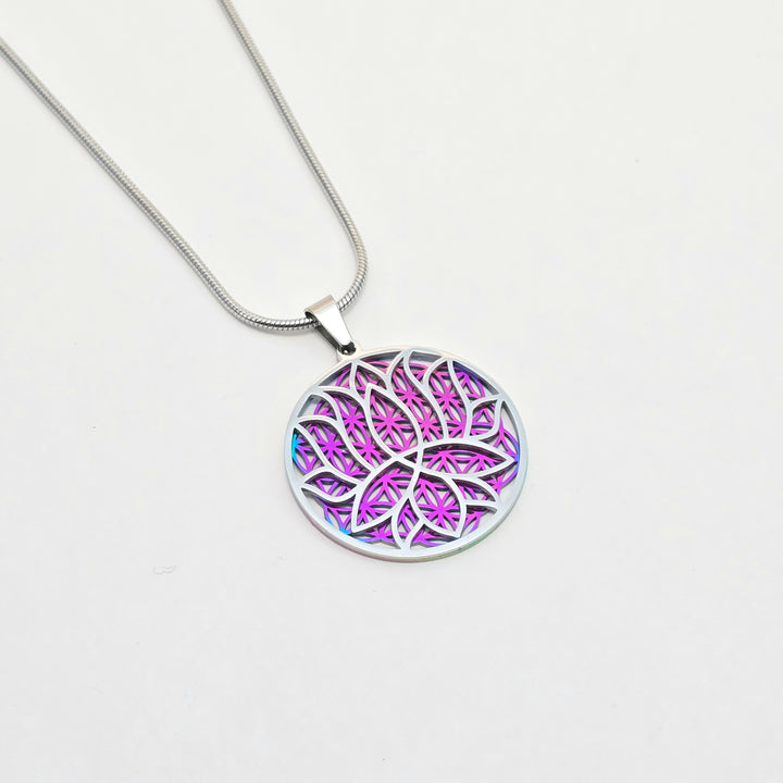 Lotus-Flower of Life Necklace Smaller Design - Earth Frequency Infused