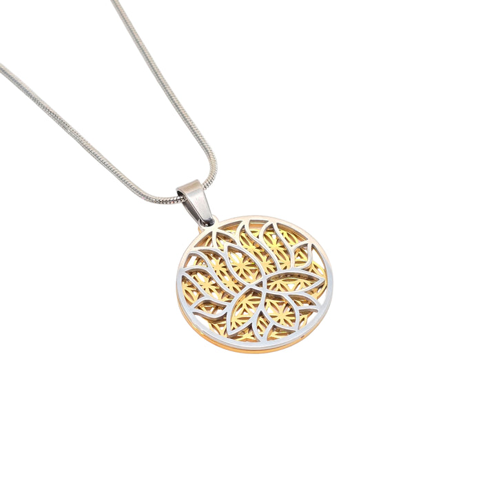 Lotus-Flower of Life Necklace Smaller Design Silver-Gold - Earth Frequency Infused