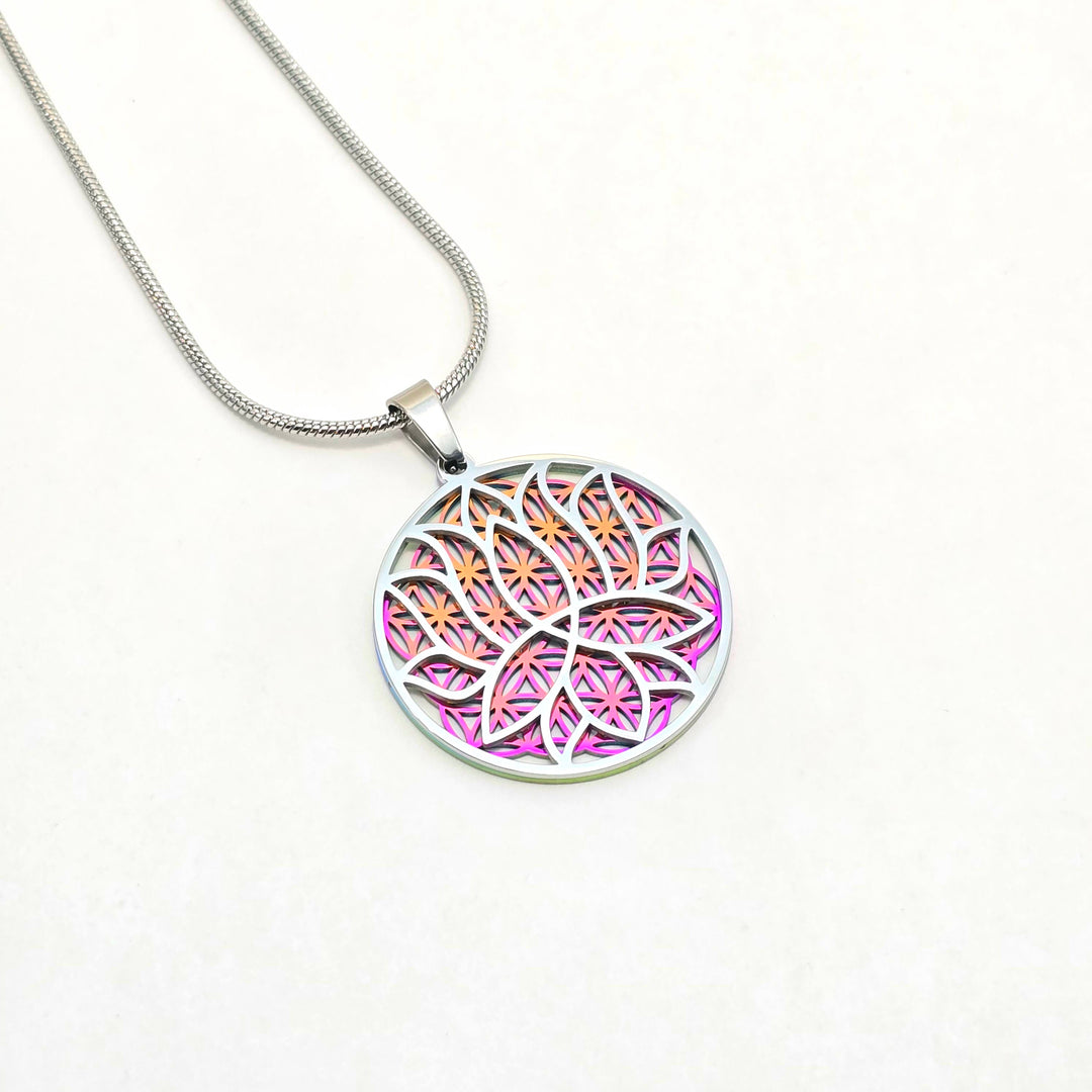 Lotus-Flower of Life Necklace - Earth Frequency Infused