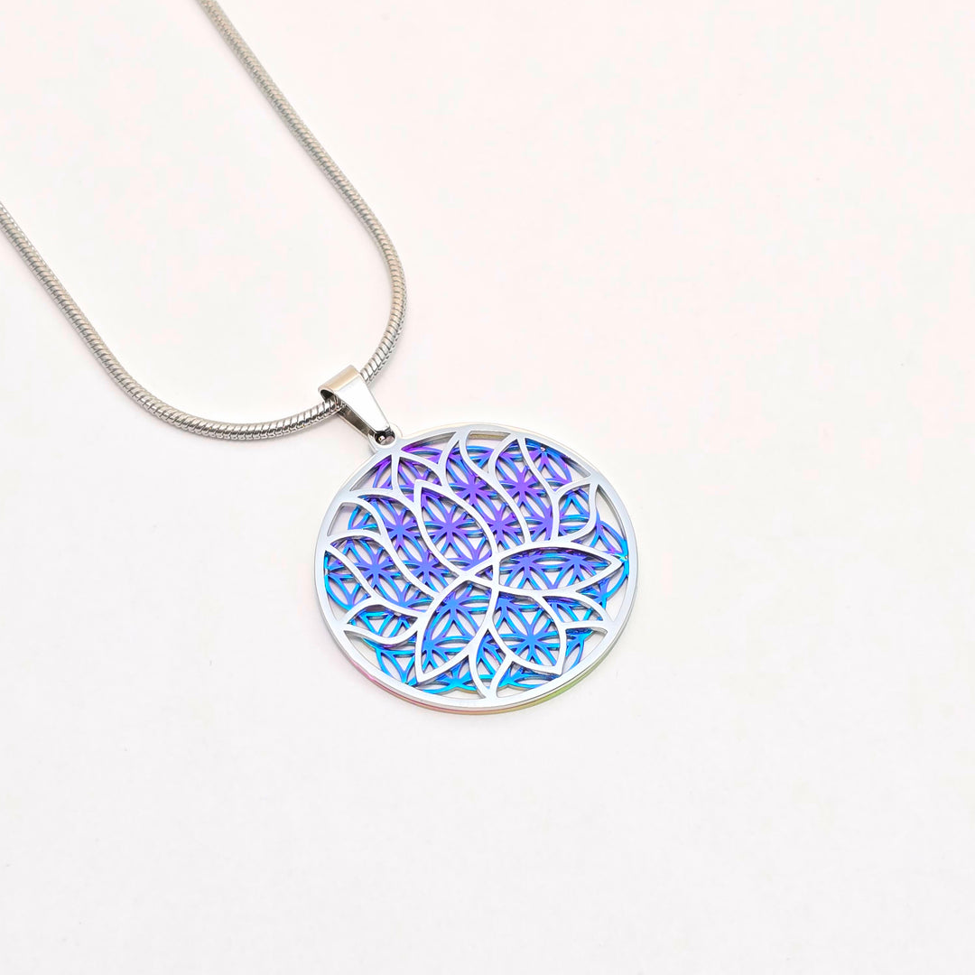 Lotus-Flower of Life Necklace - Earth Frequency Infused