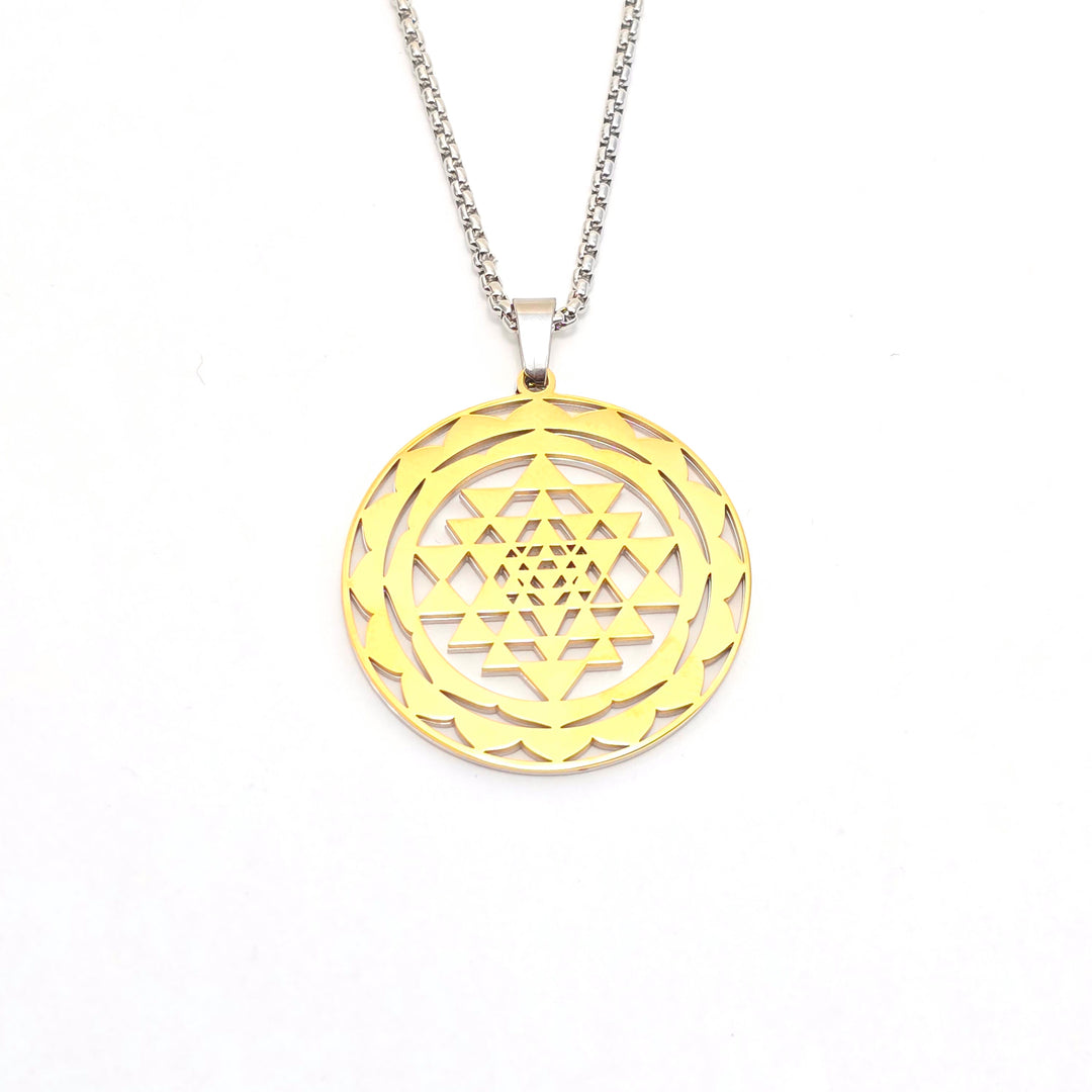 Sri Yantra 2-layer Necklace Silver-Gold - Earth Frequency Infused