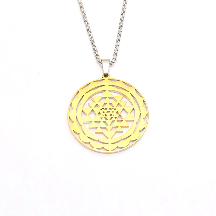 Sri Yantra 2-layer Necklace Silver-Gold - Earth Frequency Infused