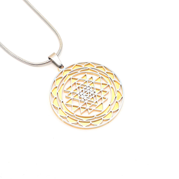 Sri Yantra 2-layer Necklace Silver-Gold - Earth Frequency Infused