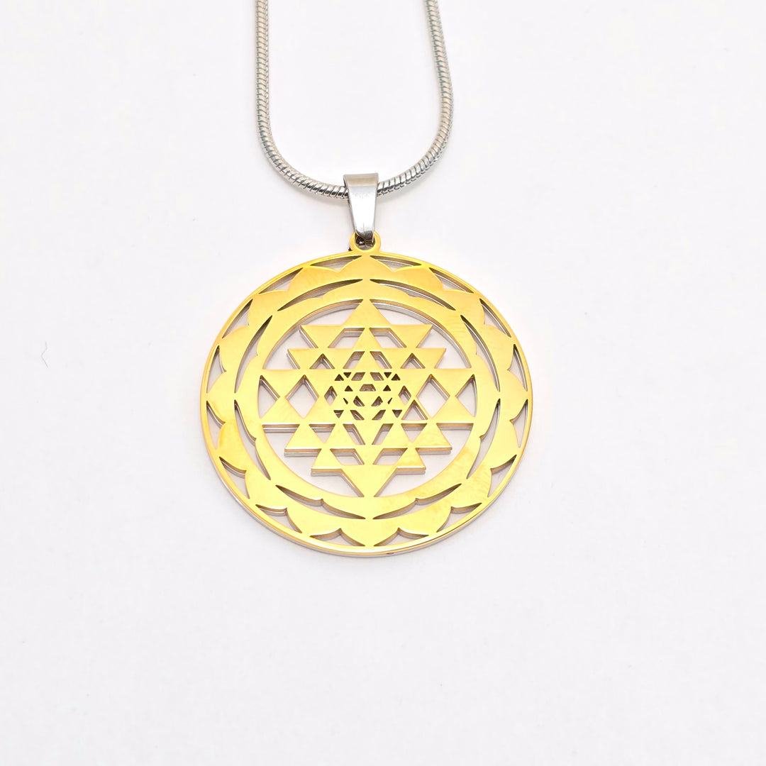 Sri Yantra 2-layer Necklace Silver-Gold - Earth Frequency Infused