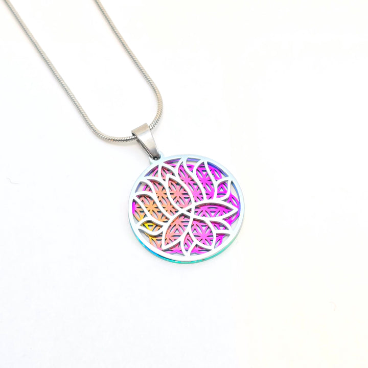 Lotus-Flower of Life Necklace Smaller Design - Earth Frequency Infused