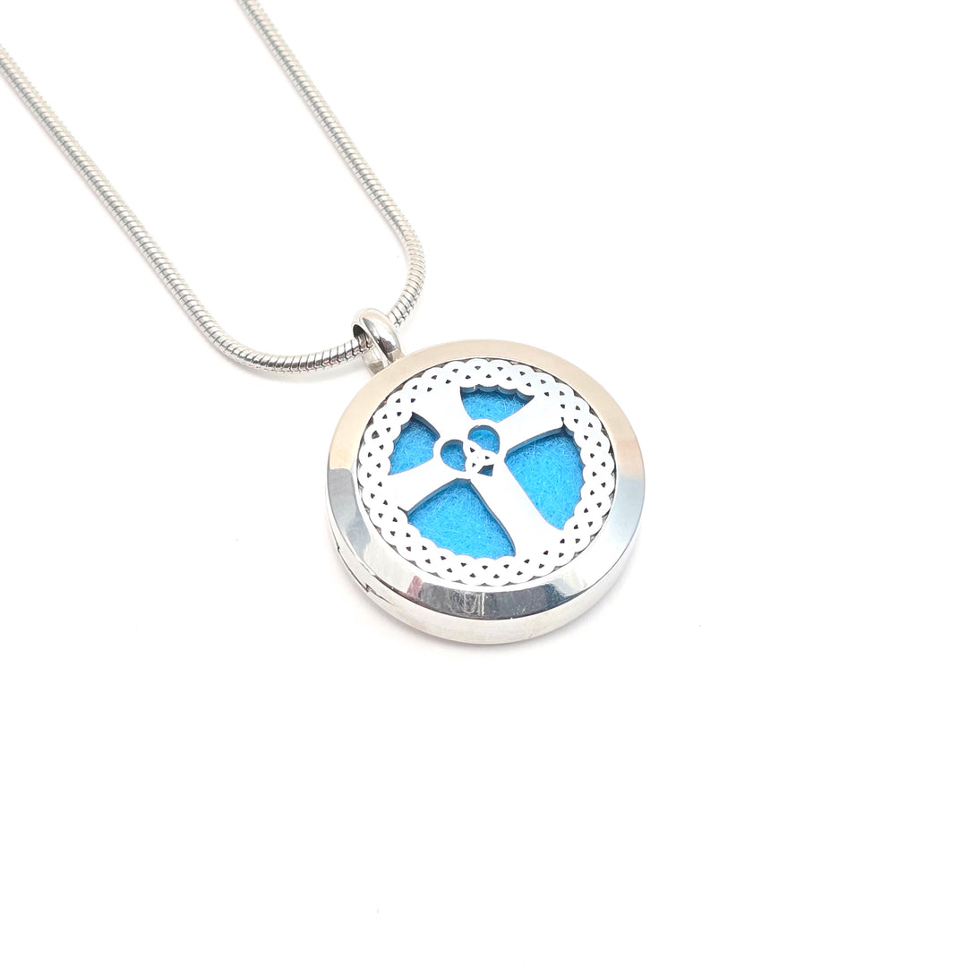 Cross Heart Trinity Aromatherapy Locket 25mm - Earth Frequency Infused