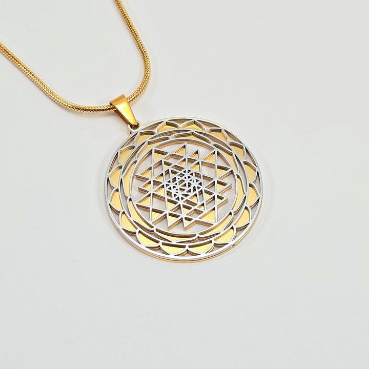 Sri Yantra 2-layer Necklace Gold-Silver - Earth Frequency Infused