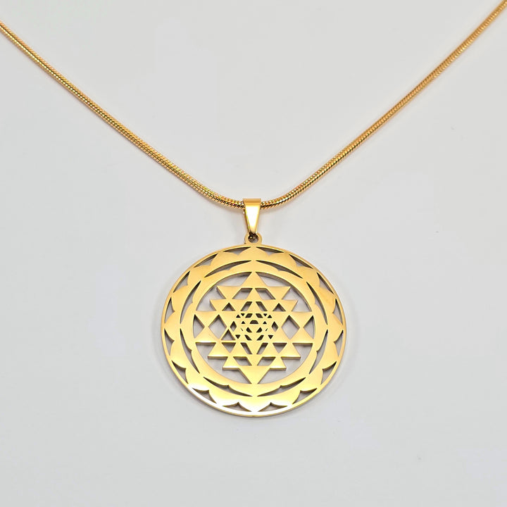 Sri Yantra 2-layer Necklace Gold-Silver - Earth Frequency Infused