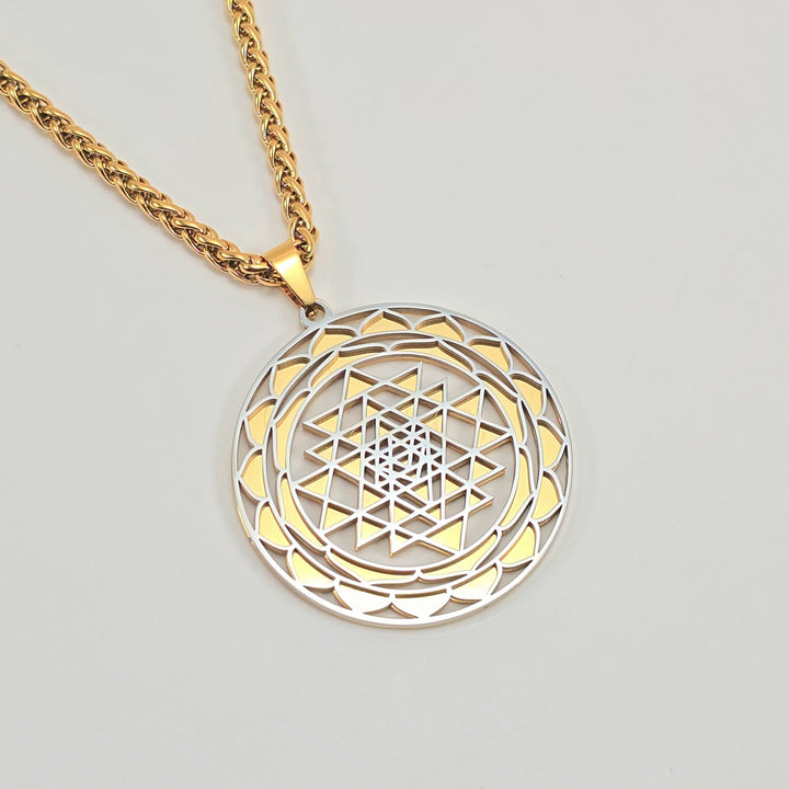 Sri Yantra 2-layer Necklace Gold-Silver - Earth Frequency Infused