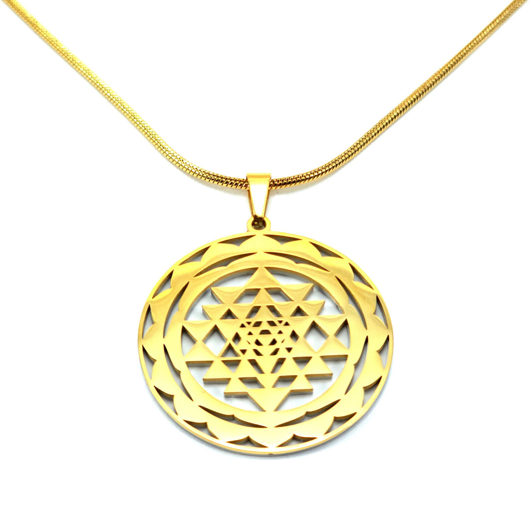 Sri Yantra 2-layer Necklace Gold-Silver - Earth Frequency Infused