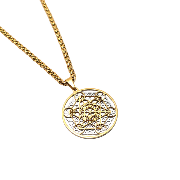 Metatron Flower Gold-Silver on Gold Chain - Earth Frequency Infused