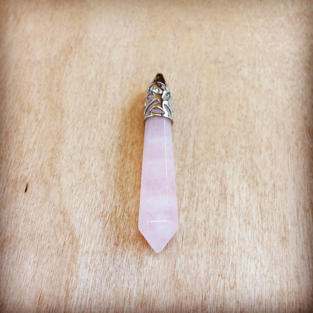 Rose Quartz Long Prism Point Gemstone Pendant