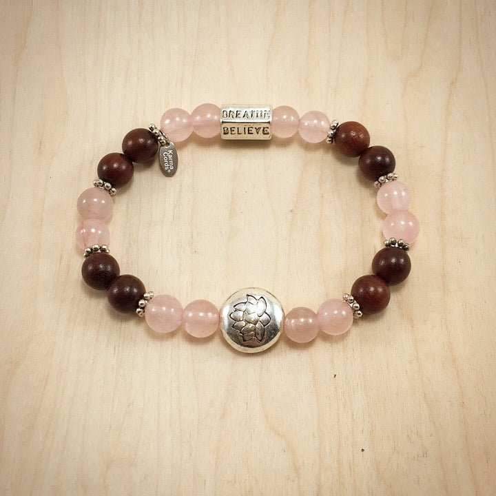 Lotus Rose Quartz Rosewood - 8mm