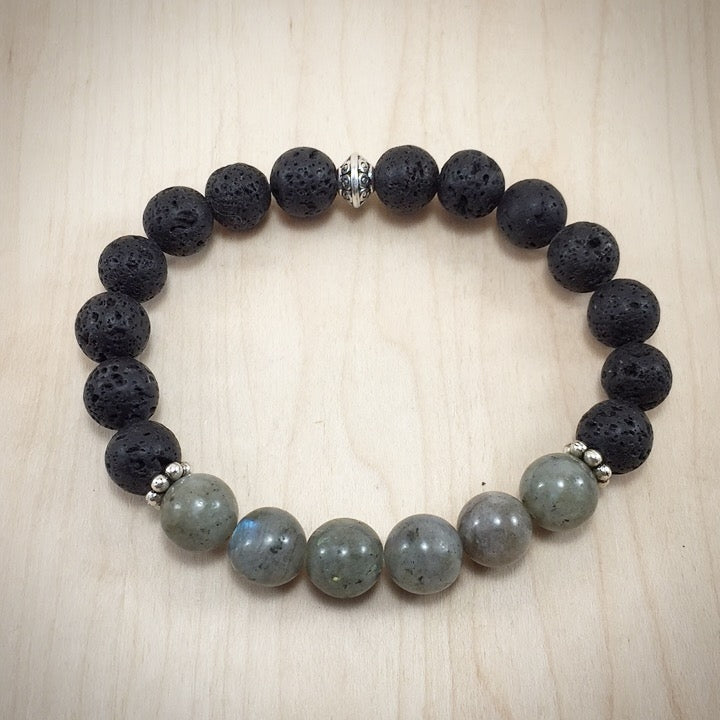 Men's/Unisex Labradorite Lava Rock Bracelet