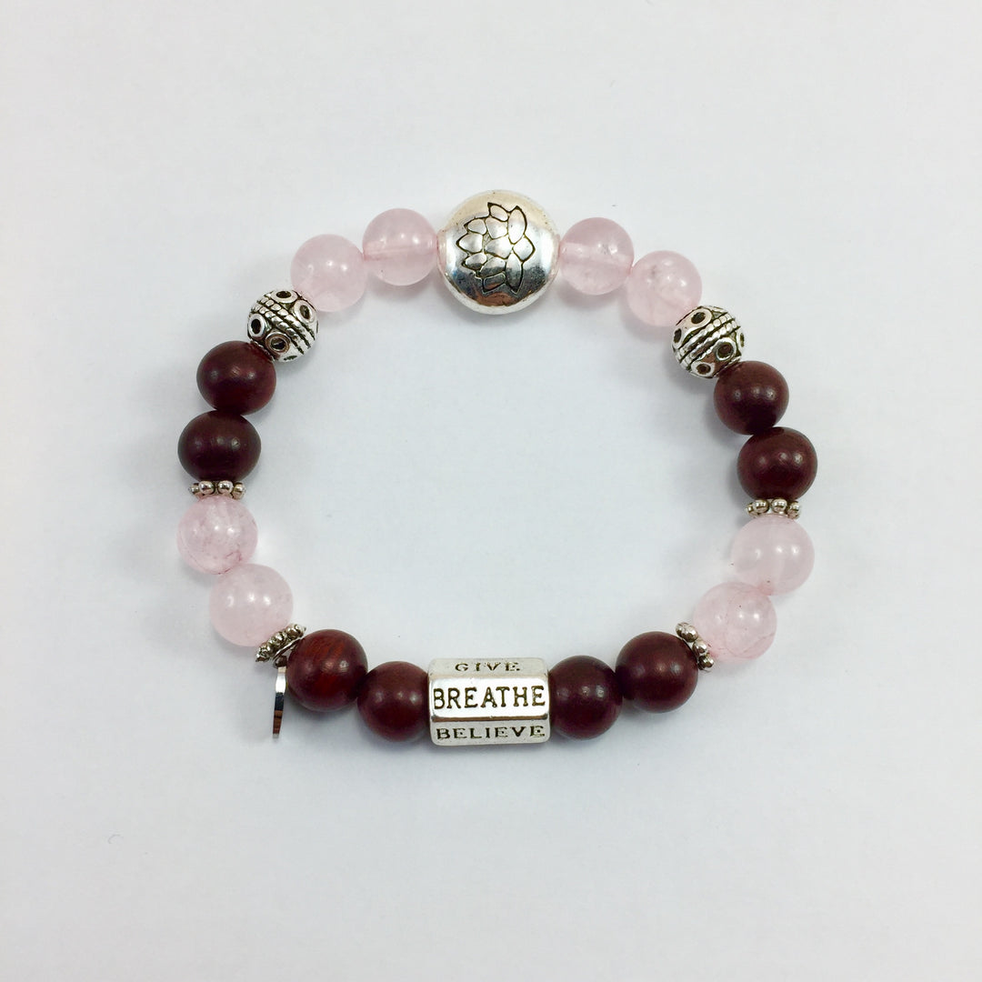 Lotus Rose Quartz Rosewood - 8mm