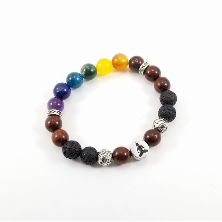 10mm AUM/Buddha Chakra Bracelet