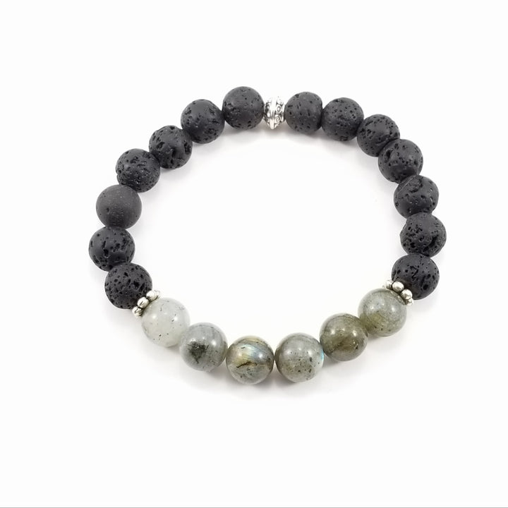 10mm Labradorite Lava Rock Bracelet