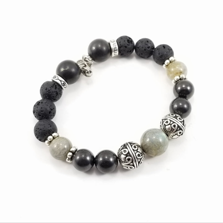 10mm Labradorite Shungite Lava Rock SSHD Bracelet