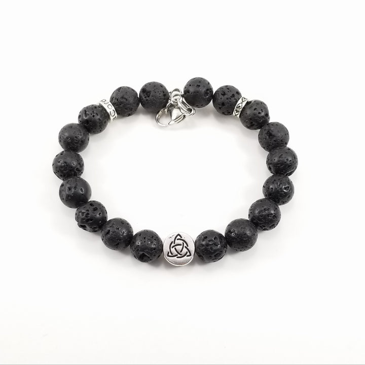 Men's/Unisex Infinity Triquetra Lava Rock SSHD Bracelet