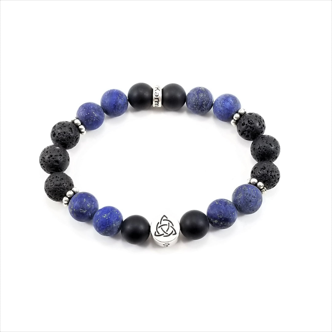 10mm Triquetra/Infinity Lapis Onyx Bracelet