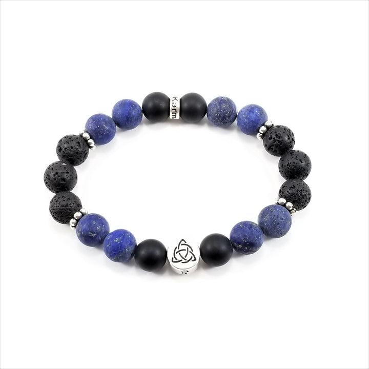 10mm Triquetra/Infinity Lapis Onyx Bracelet