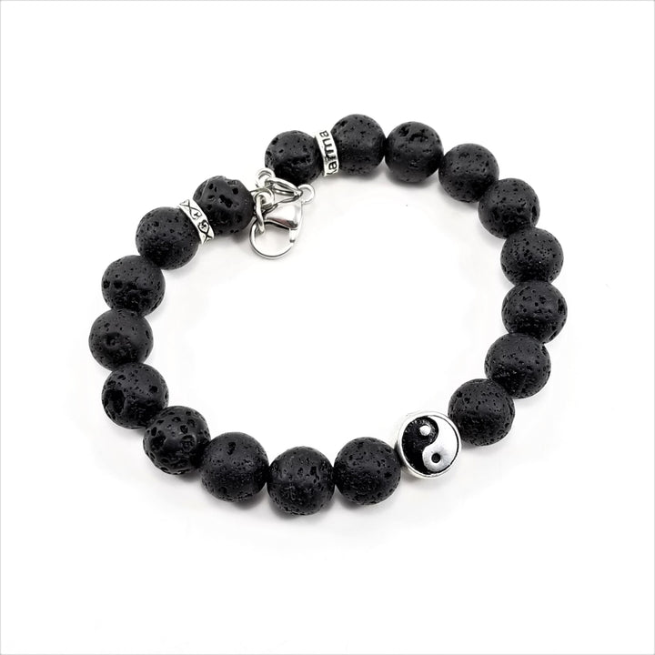 10mm Yin & Yang Lava Rock SSHD Bracelet