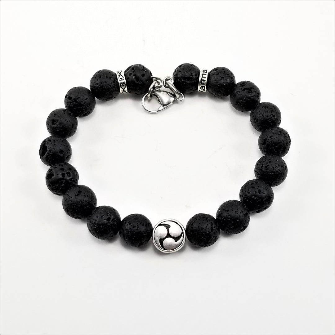 10mm Yin & Yang Lava Rock SSHD Bracelet