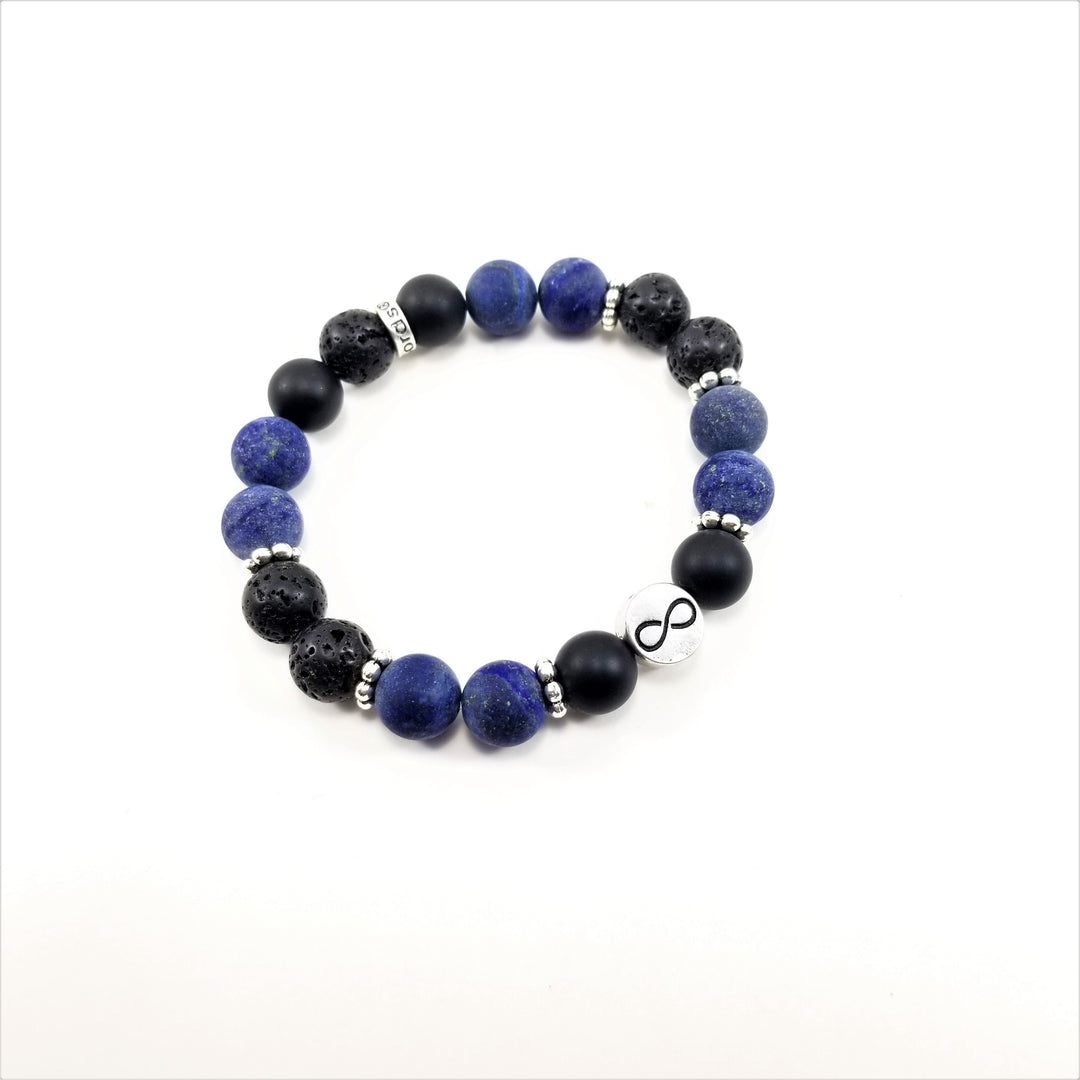 Triquetra/Infinity Lapis Onyx Bracelet - 10mm