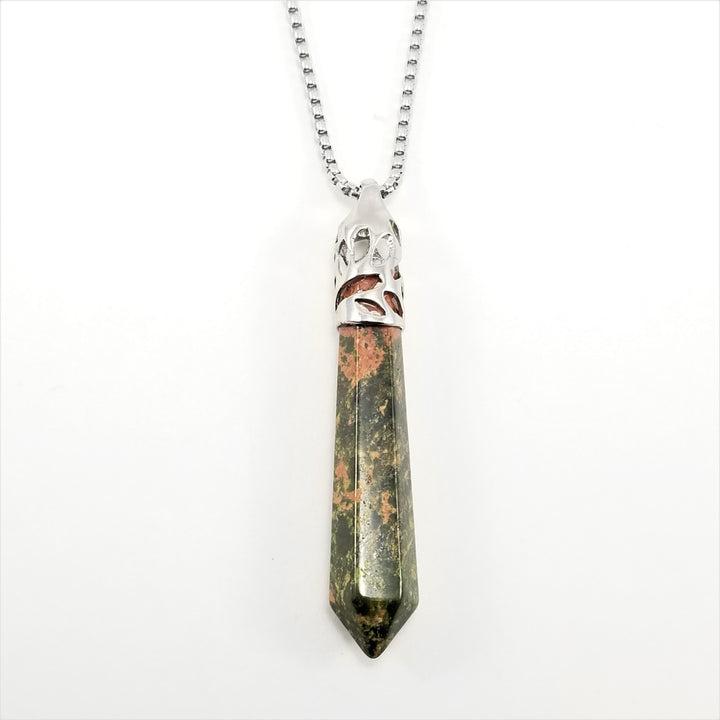 Unakite Long Prism Point Gemstone Pendant/Necklace