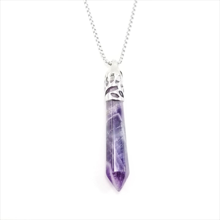 Amethyst Long Prism Point Gemstone Pendant/Necklace