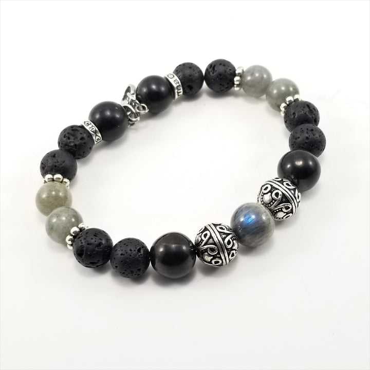 10mm Labradorite Shungite Lava Rock SSHD Bracelet