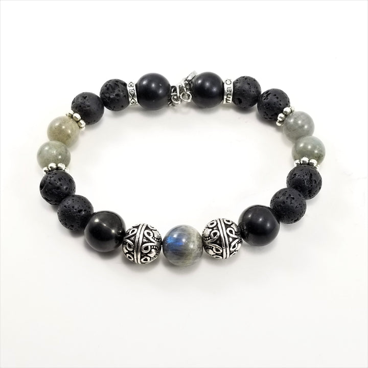 10mm Labradorite Shungite Lava Rock SSHD Bracelet