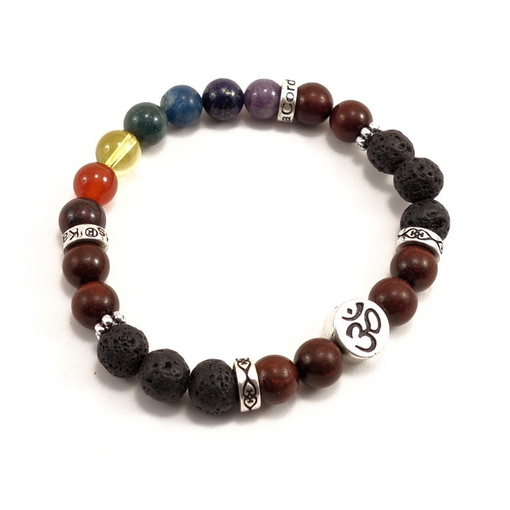 8mm AUM/Buddha Chakra Bracelet