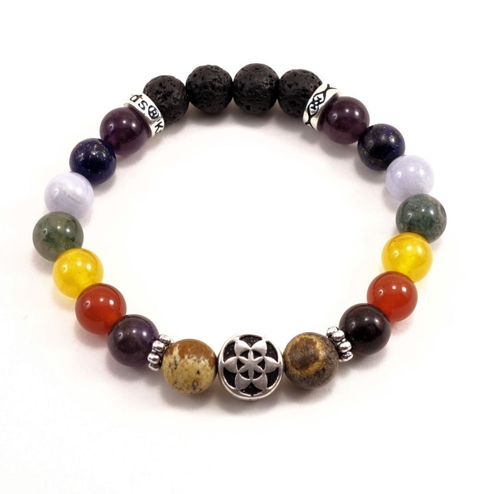 8mm Seed of Life/Peace Chakra Bracelet