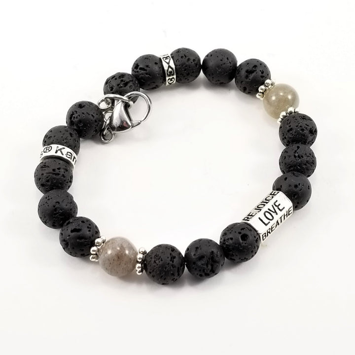 8mm 6-Words Labradorite Lava Rock SSHD Bracelet