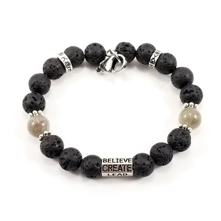 8mm 6-Words Labradorite Lava Rock SSHD Bracelet