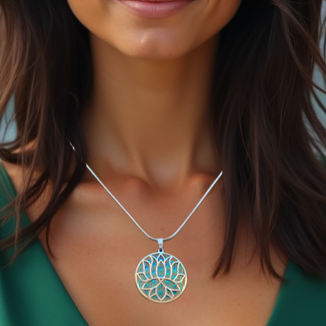 Lotus-Flower of Life Necklace - Earth Frequency Infused