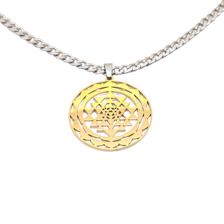 Sri Yantra 2-layer Necklace Silver-Gold - Earth Frequency Infused