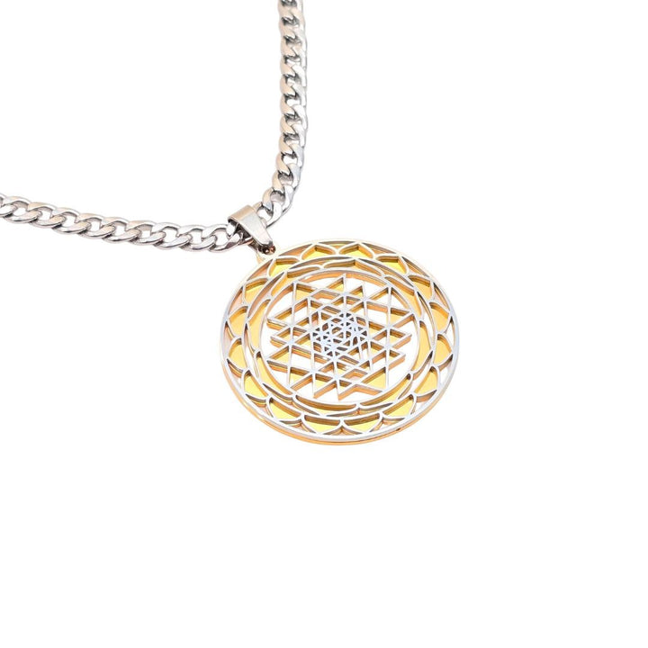 Sri Yantra 2-layer Necklace Silver-Gold - Earth Frequency Infused