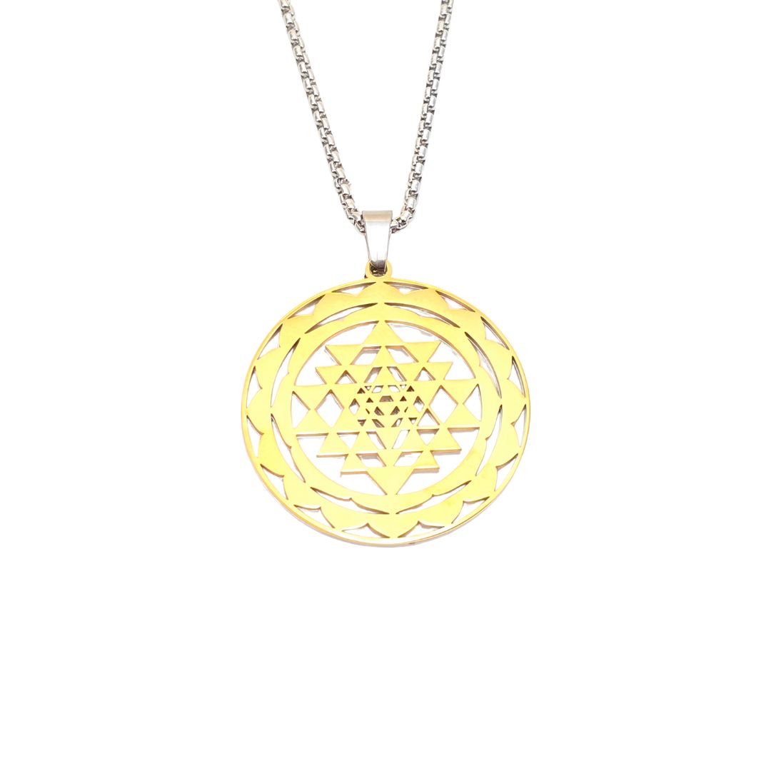Sri Yantra 2-layer Necklace Silver-Gold - Earth Frequency Infused