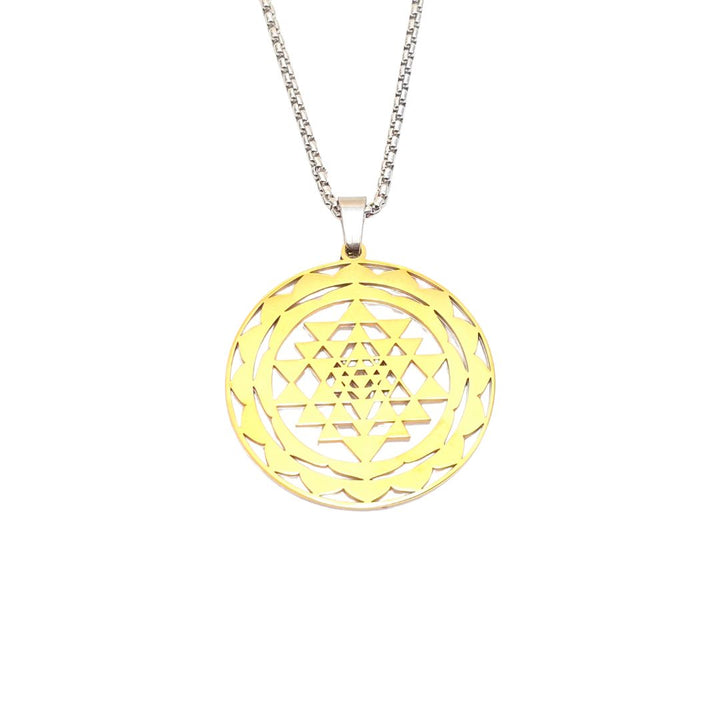Sri Yantra 2-layer Necklace Silver-Gold - Earth Frequency Infused